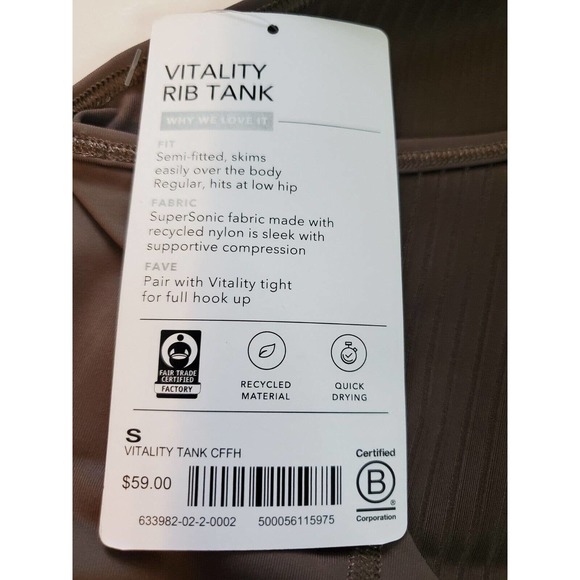 NEW Athleta Womens Vitality Rib Tank Women Sz Small in Coffee House - Picture 6 of 7